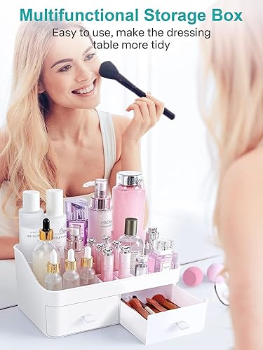 Miniatura 2 de Organizadores de maquillaje, organizadores estéticos de maquillaje y caja de almacenamiento con dos cajones para tocador, cosméticos, cuidado de la