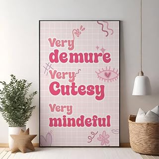 YOUNG GREEN Very Demure Very Cutesy Very Mindful Poster Canvas Home Decor Funny Viral Girl Vibe Quote Girly Canvas Print Room Decor Very Demure Poster Gift For Friend BFF Office Wall Art Trendy