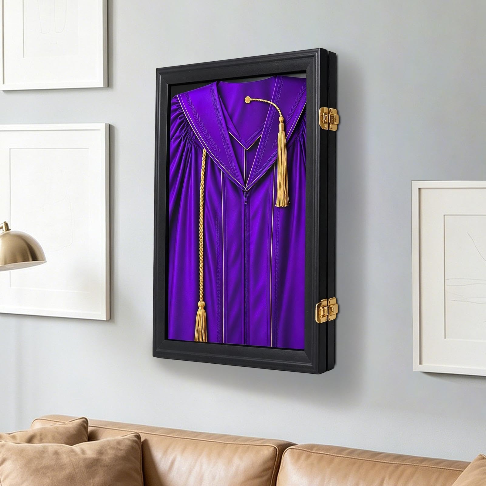 Shadow Box Ukończenia Szkoły Drewniana skrzynka ochronna na pamiątki | Gablota do Biretu oraz do domu, biura, sypialni, zawieszany na ścianie, na przyjęcia i świętowania, dyplom oraz frę