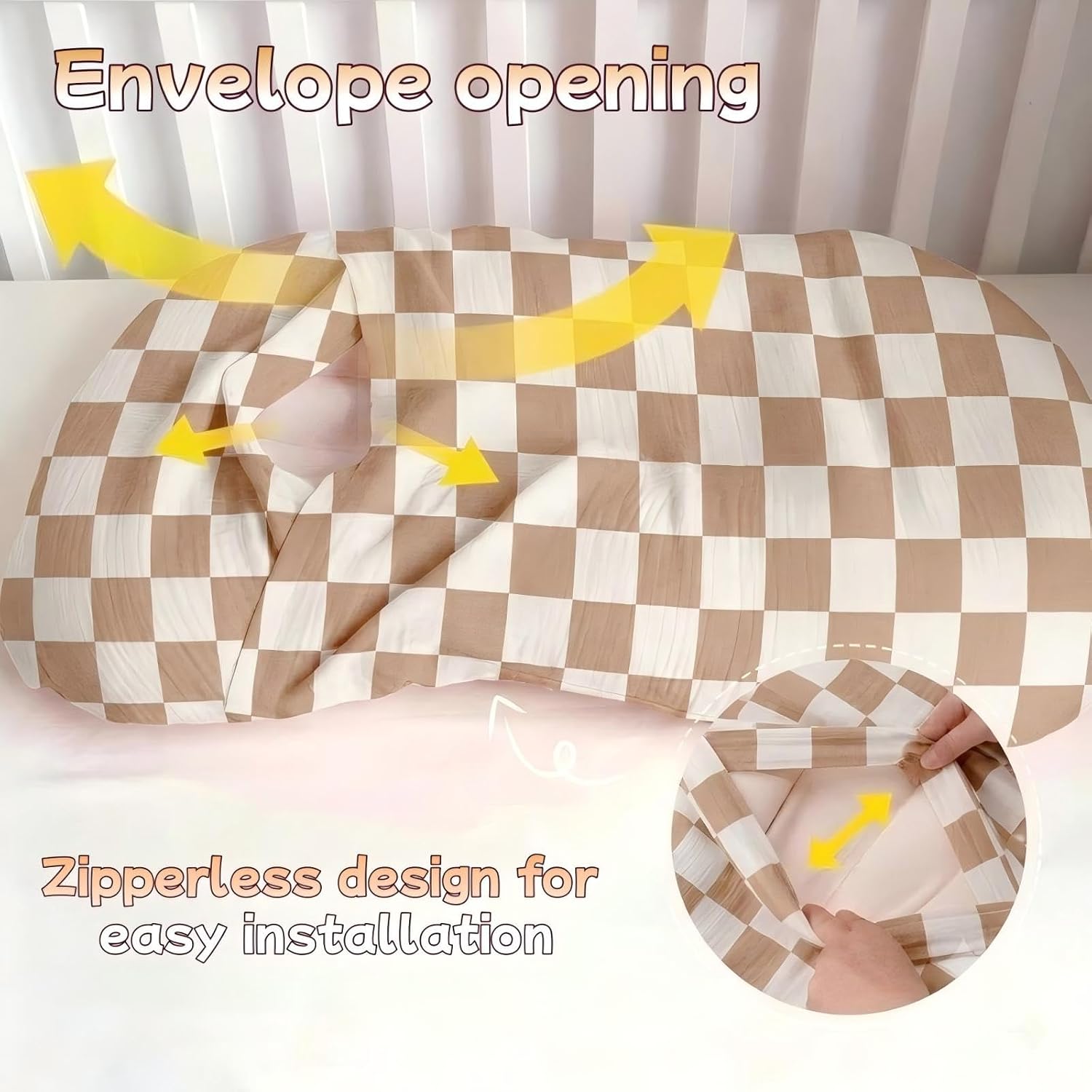 3 Pack Muslin Baby Lounger Cover Compatible with Snuggle Me-Checkered image 4