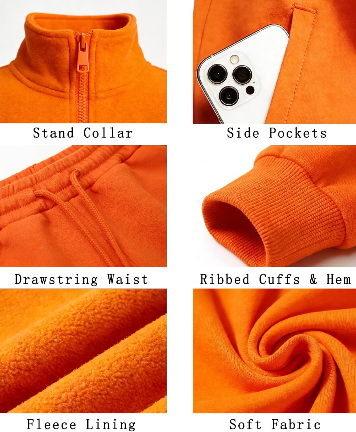 Men's Tracksuits 2 Piece Set Full Zip Sweatsuits Outfits Casual Jackets and Pants for Men Fleece Jogging Suit Sets