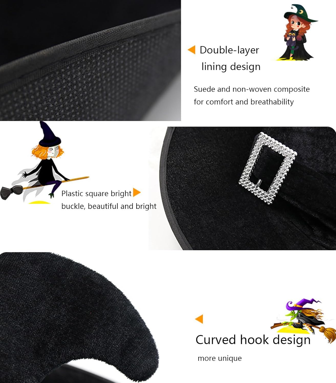 Halloween Witch Hat for Women,Halloween Party Masquerade Cosplay Costume Accessory - Image 6