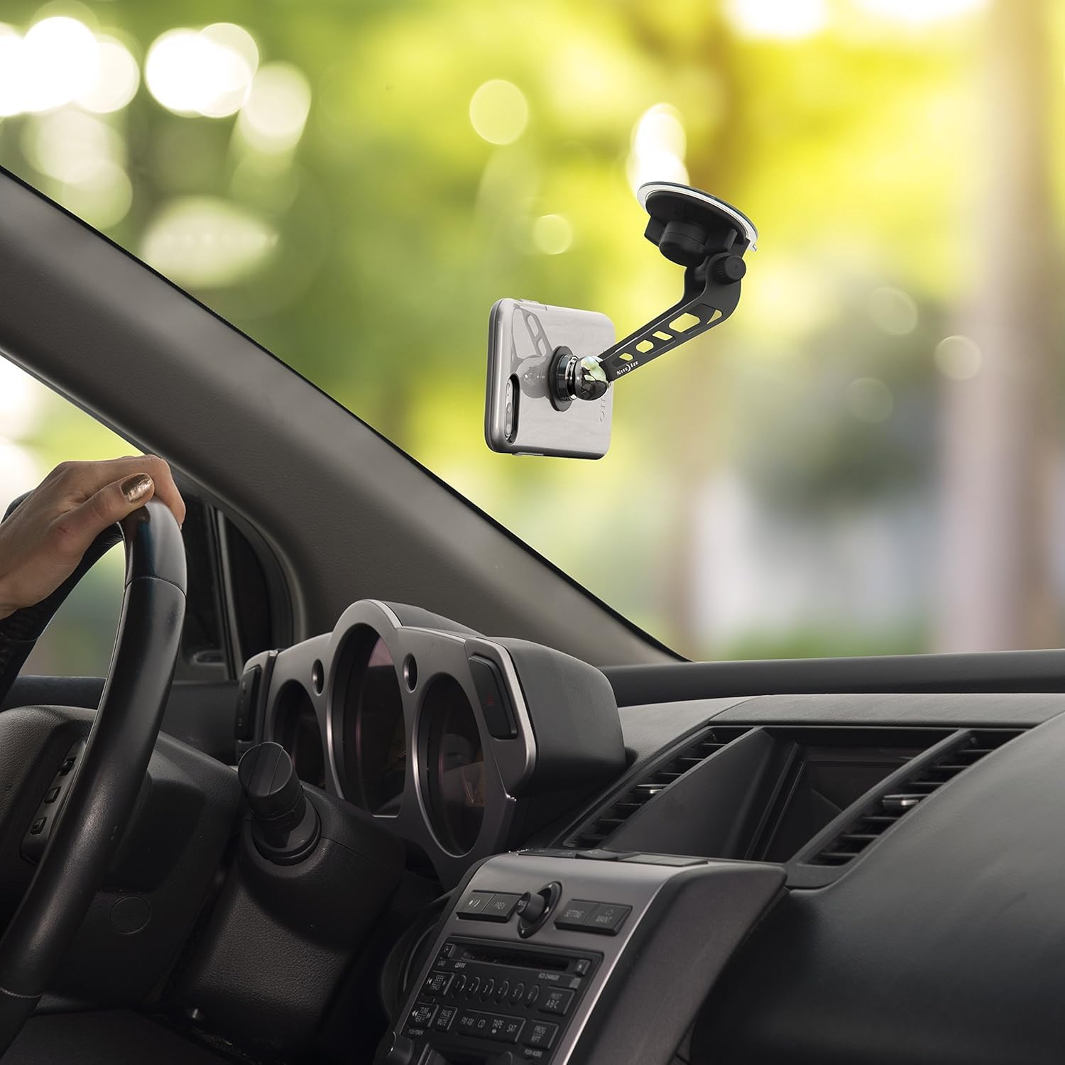 Nite Ize Steelie Windshield Mount Kit Plus - Magnetic Car Windshield Mount for Smartphones with 2x Holding Power and Restickable Magnet Adapter