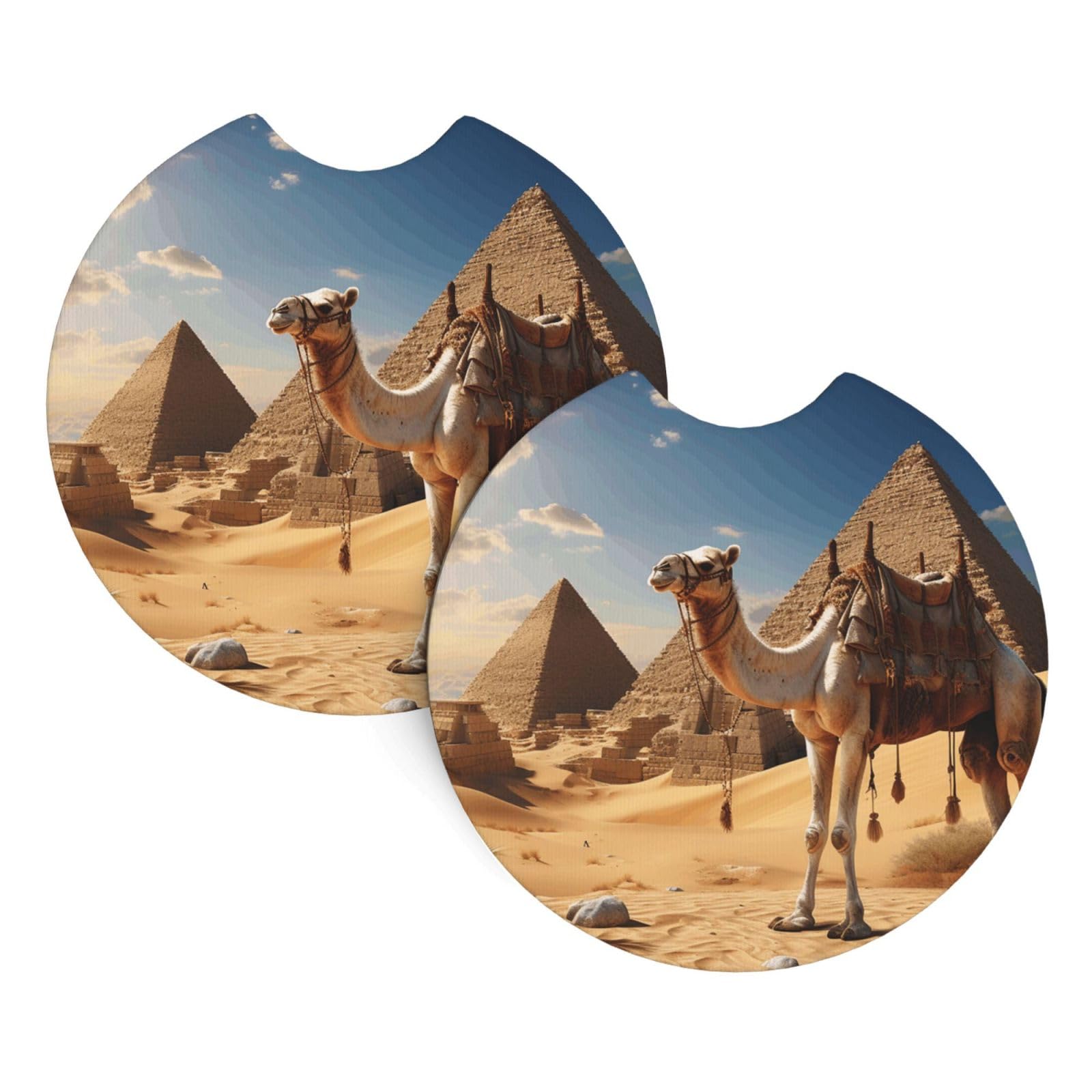 2PCS Car Coaster for Cup Holders Universal Auto Cup Mat Camel Desert Cup Coaster Pad 2.7" Waterproof Neoprene Non-Slip Cup Holder Coasters Car Interior Accessories for Women Men