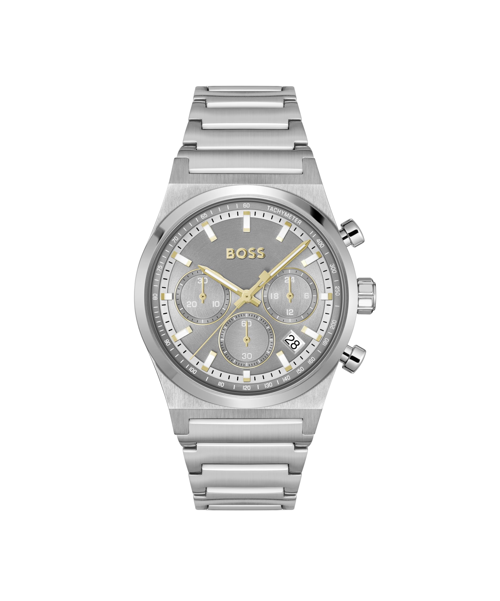BOSS Chronograph Quartz Watch for Men CANDOR CHRONO Collection with Silver Stainless Steel Bracelet - 1514221