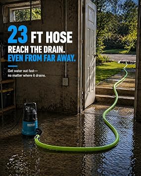 SEESII 1HP Submersible Water Pump, 4755GPH High Flow Sump Pump with 23ft Hose Kit, Anti-Clogging Filter Net for Swimming Pool Hot Tub Pond Basement Rooftop Garden Water Removal