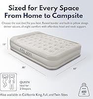 Vista 2 de King Koil Colchón de aire de lujo tamaño queen con bomba de alta velocidad incorporada, el mejor para el hogar, camping, invitados, colchón doble