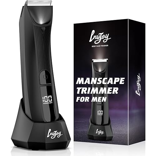 INVJOY Manscape Body & Pubic Hair Trimmer for Men w/Light - No Nick, No Cut, Ball Trimmer Men - No Razor Burn Groin, Body Groomer Shaver, IPX7 Waterproof Electric Razor w/Recharge Dock, Gift for Men