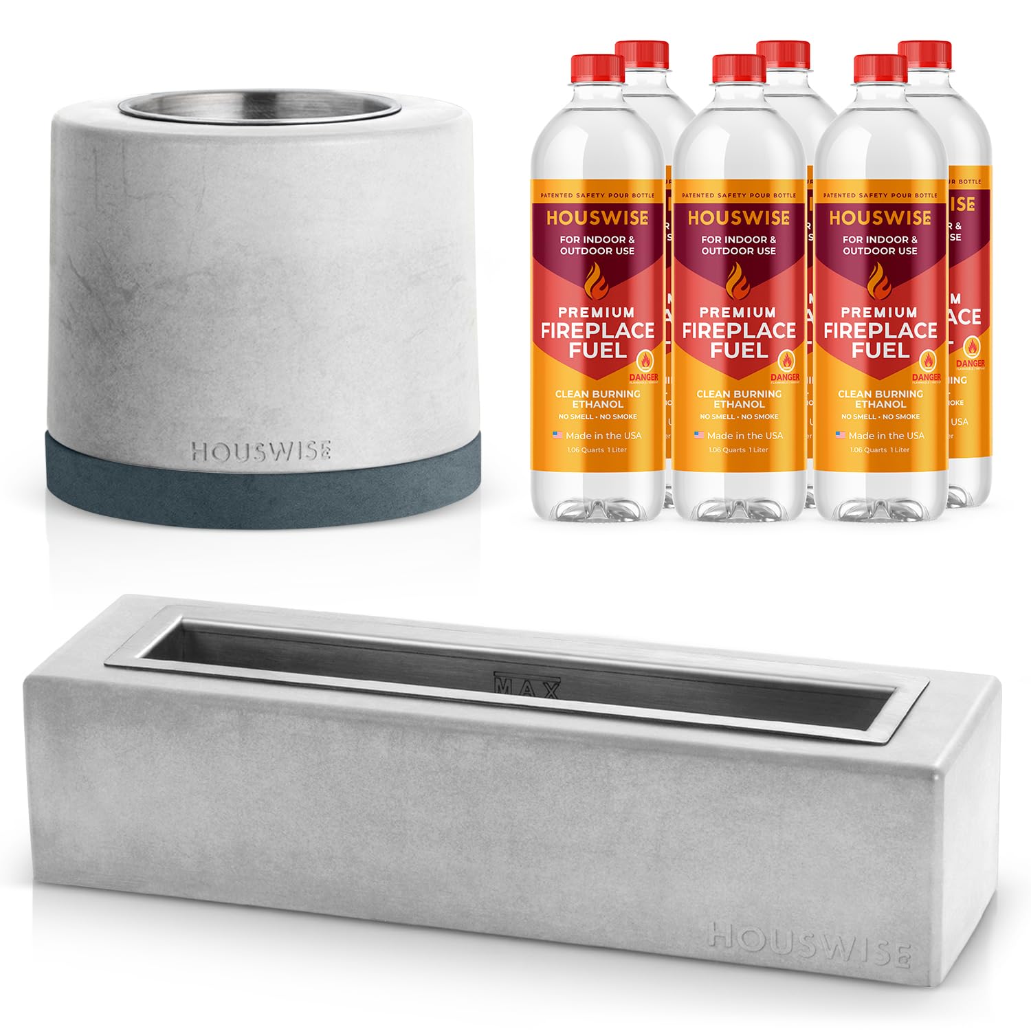 6-Pack Ethanol Fuel and Light Gray Fire Pit Bundle