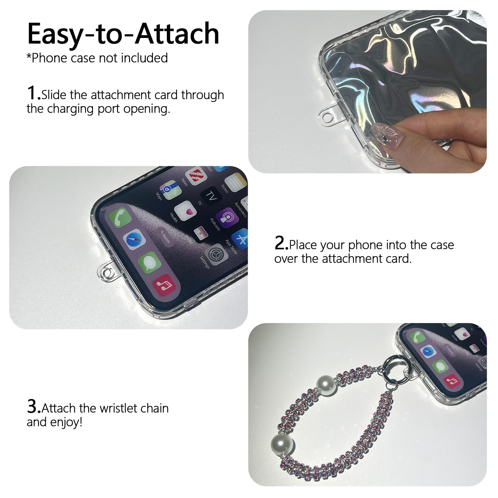 Sparkle Bling Cell Phone Charm Strap – Glitter Lanyard Keychain Wristlet For Women, Universal Fit