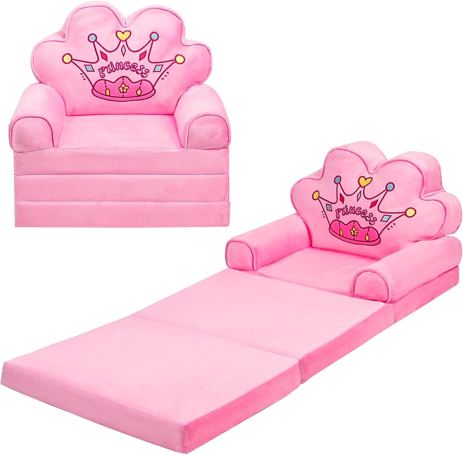 Getmo Resin Kids Couch Fold Out Toddler Chairs Comfy for Girls Princess Baby Sofa