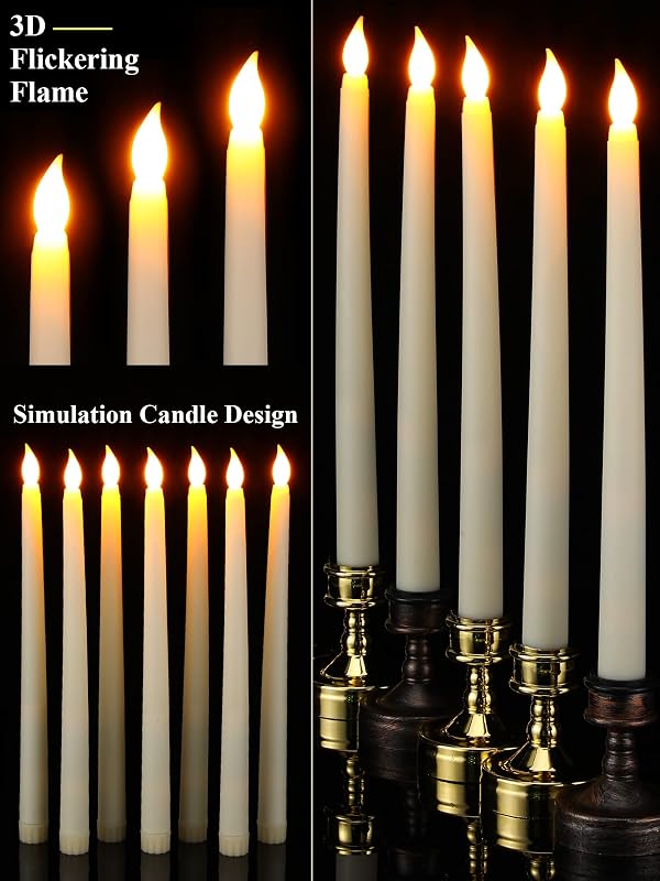 Treela 36 Pieces Flameless Taper Candles Flickering Faux LED Battery Operated Electric Fake Candles for Christmas Halloween Birthday Wedding Party(Ivory White,0.8x11 Inches,Smooth) by Treela - Used condition - Image 5