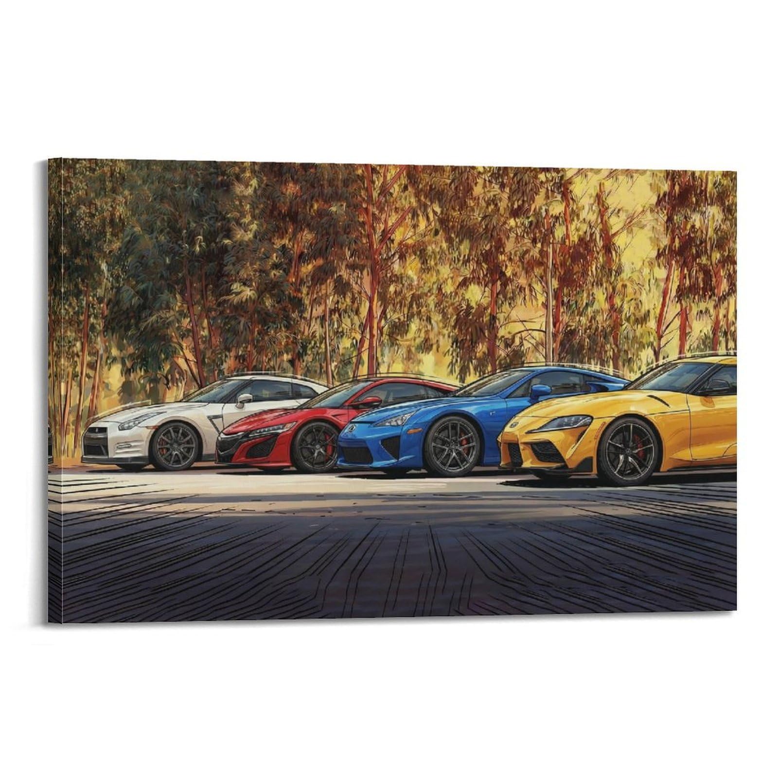XKUGA Supercar Poster R35 NSX NC1 RC F GR Supra A90 Modern Decorative Canvas Prints - Ideal Wall Art for Family, Man Cave, Game Room, Boys & Girls Bedroom 24x36inch(60x90cm)