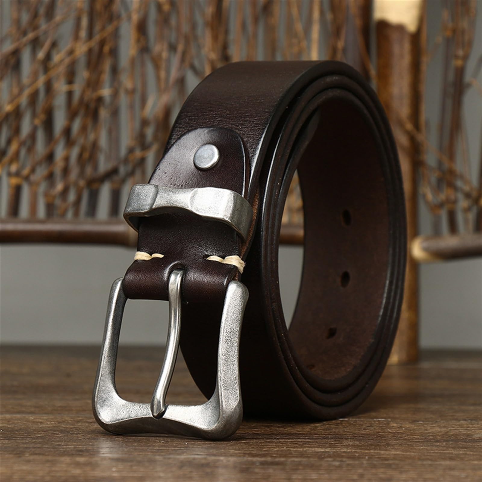 Cinturón ajustable de cuero genuino, Cinturón de hombre de 3,8 CM de espesor, pantalones vaqueros Retro, cinturón de cuero genuino, cinturón con hebilla de acero inoxidable pesado for hombre, correa d