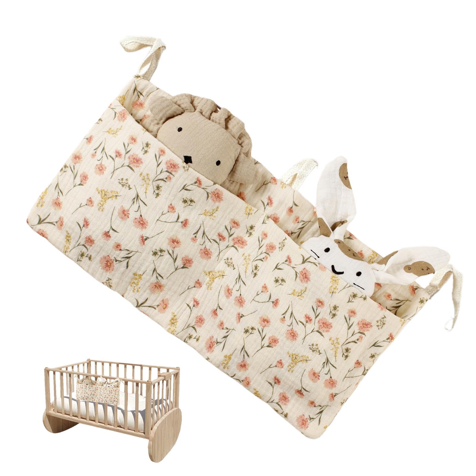 Baby Bed Side Diaper Storage Bag | Crib Suspending Bag,Crib Accessories, Bedside Organizer, 2 Pockets Nursery Organizers and Storage for Diapers Toys Clothing