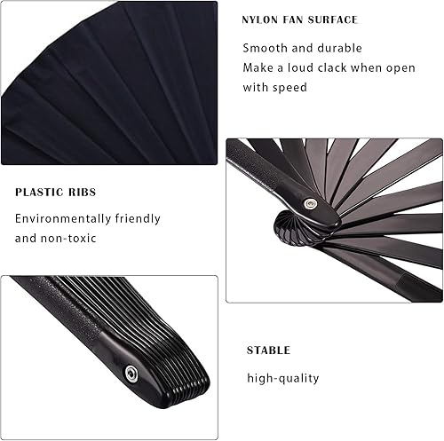 Miniatura 3 de Abanico plegable grande para rave, ventilador chino de Kung Fu Tai Chi para hombres y mujeres, festivales de boda, decoración de fiesta de
