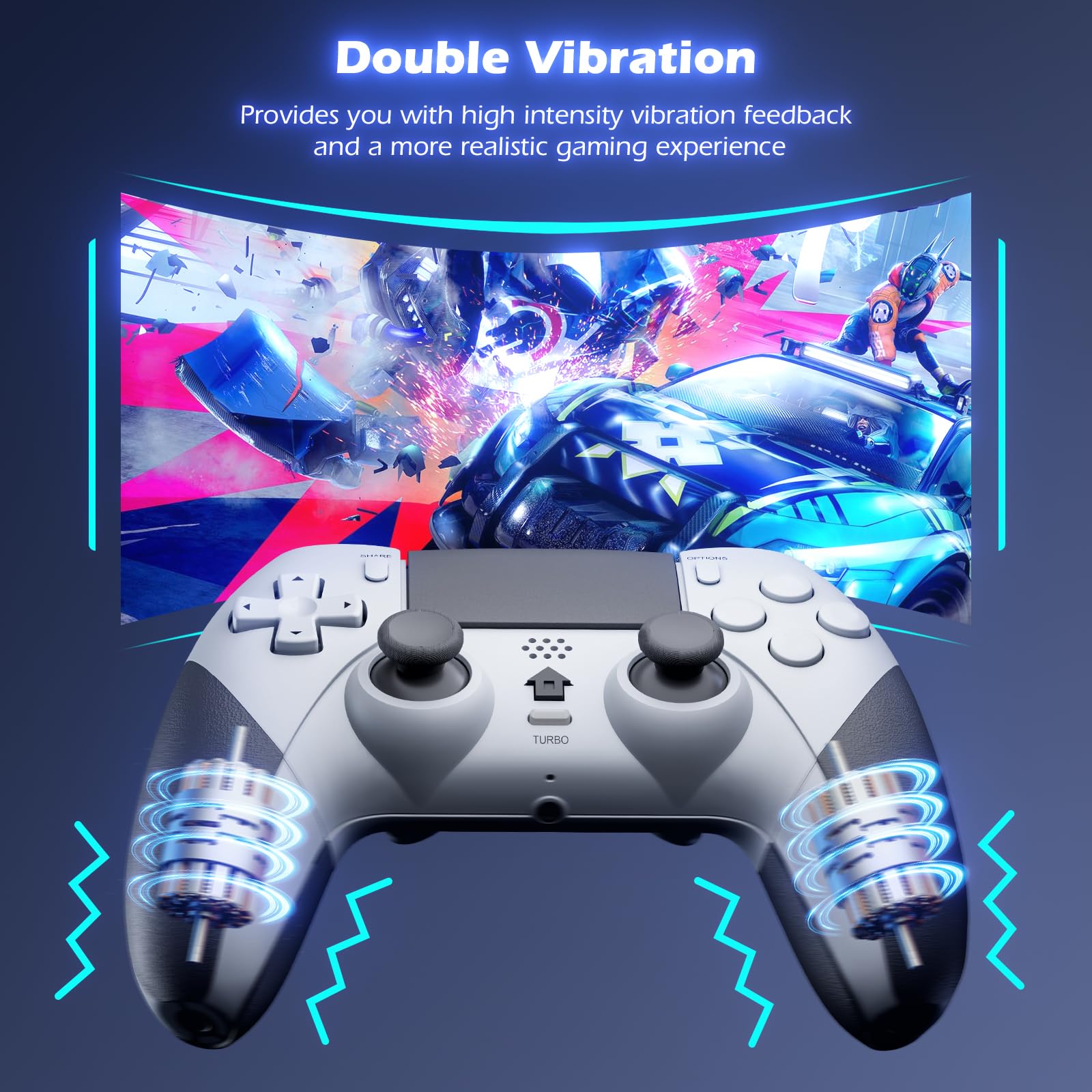 LATEC Mando para PS4,Mando Inalámbrico para P4 Slim/Pro con Vibración, Turbo, Sensor Giroscopio, Conector de Audio y Panel Táctil