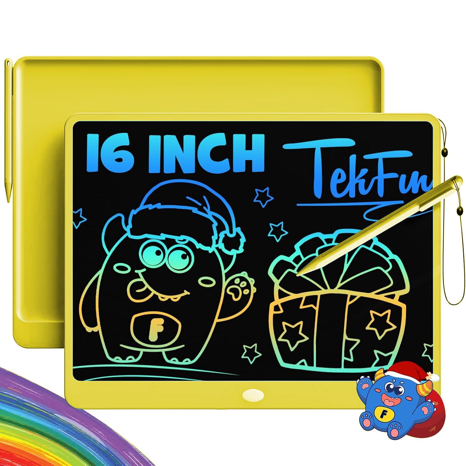 TEKFUN LCD Writing Tablet for Adults, Large Doodle Board, 16 Inch Colorful Drawing Tablet Writing Pad, Toddler Toys for 3 4 5 6 7 8 9 Year Old Girls Boys Teen, Birthday Gifts for Kids (Yellow)