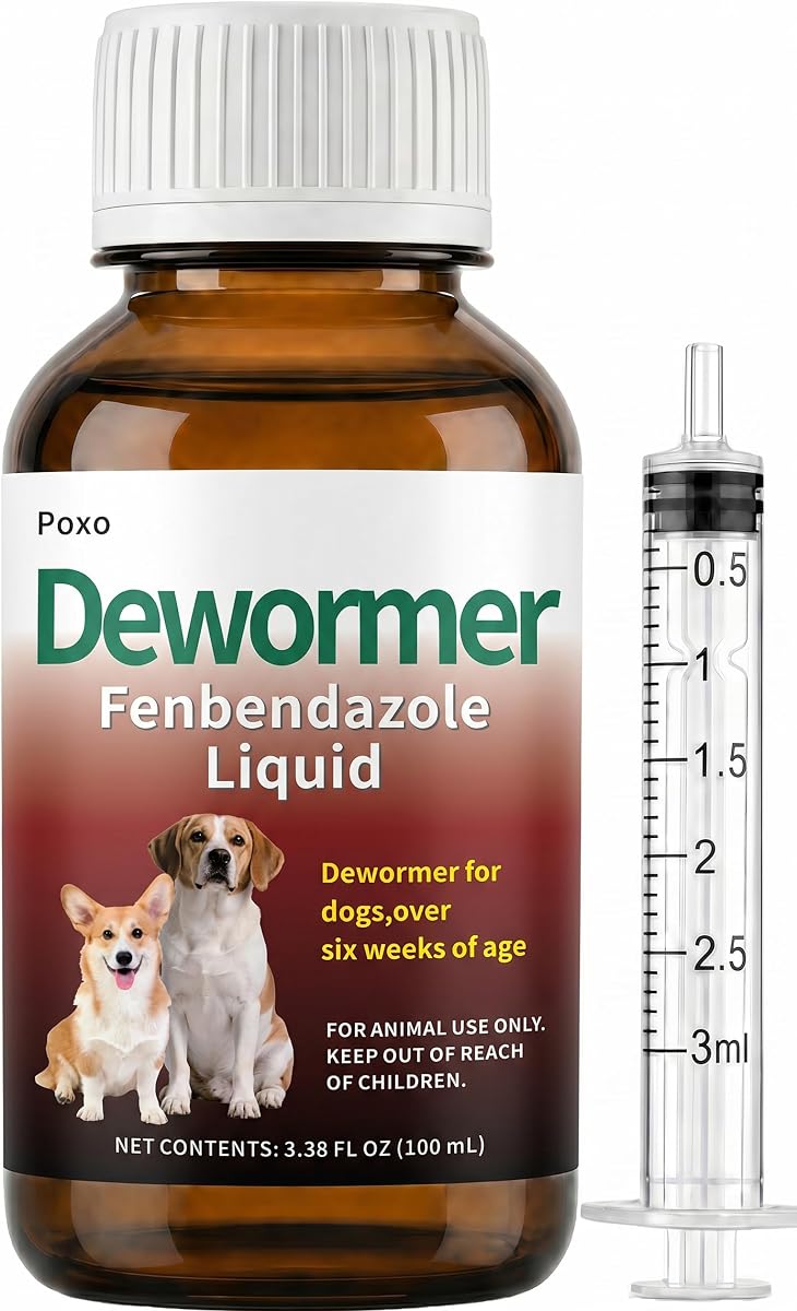 Dewormer Líquido para Perros, Fenbendazol para Todos los Gusanos, Amplio Espectro, Seguro para 6 Semanas y Mayores