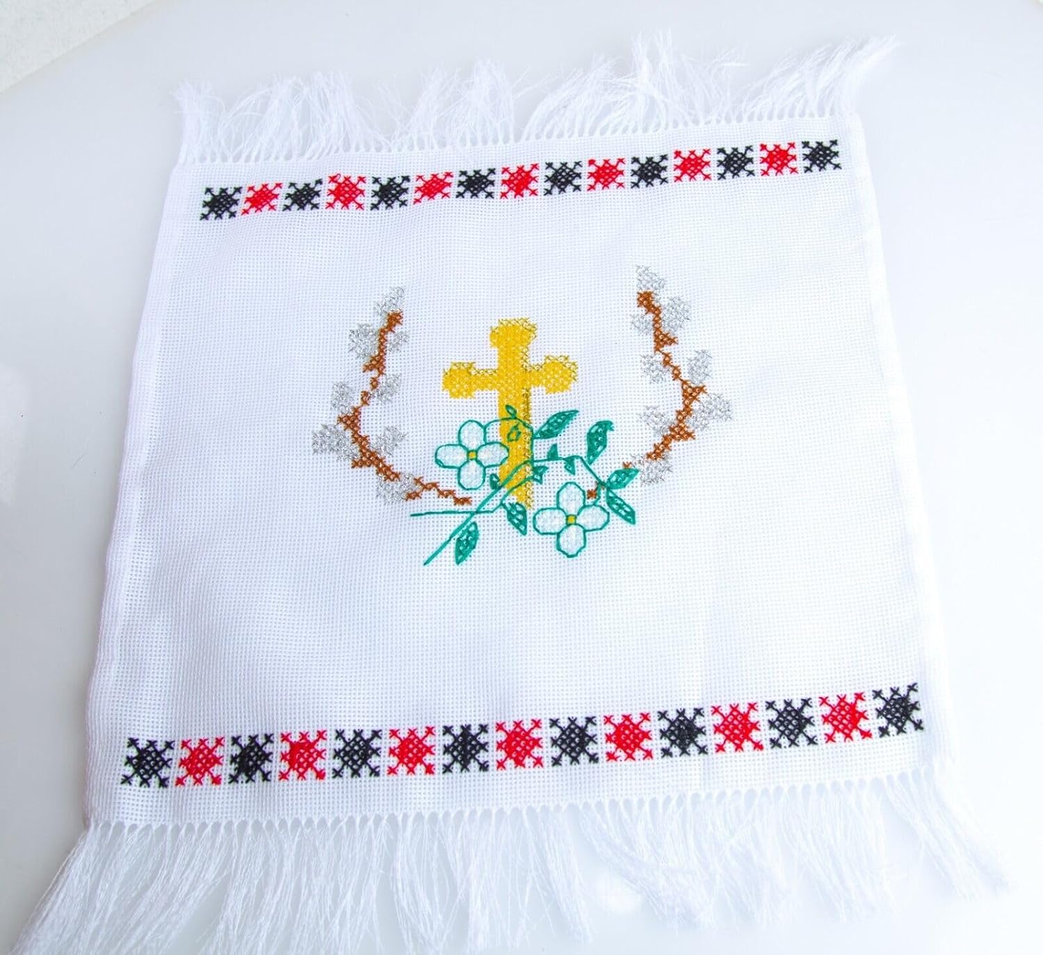 Rushnichok Ukraine Easter Napkin RUSHNYK Hand Cross-Stitch Embroiderн Branch Willow 26 x 35 cm