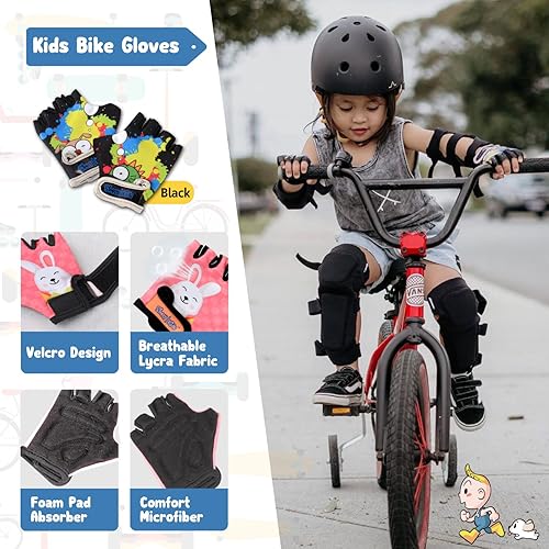 Vista 102 de Rodilleras y coderas para niños de estilo suave con guantes de bicicleta, equipo flexible resistente a los impactos para edades de 2 a 11 años