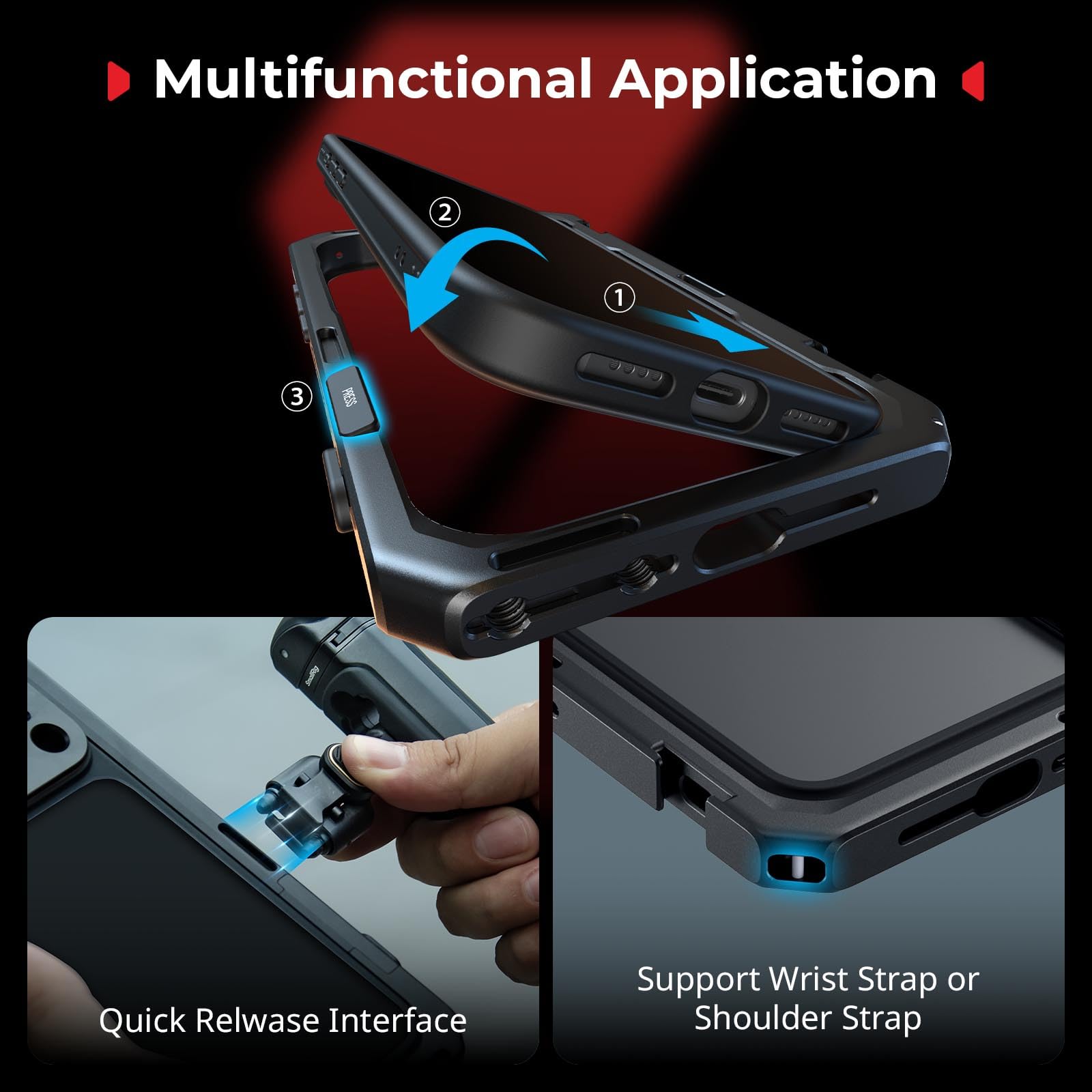 SMALLRIG Klatka wideo Mobile Video Cage do iPhone'a 17 Pro Max, etui z mocowaniem typu T i tylną płytką z gwintem 17 mm, miękka ramka z TPU, do nagrywania wideo i transmisji na żywo - 5546