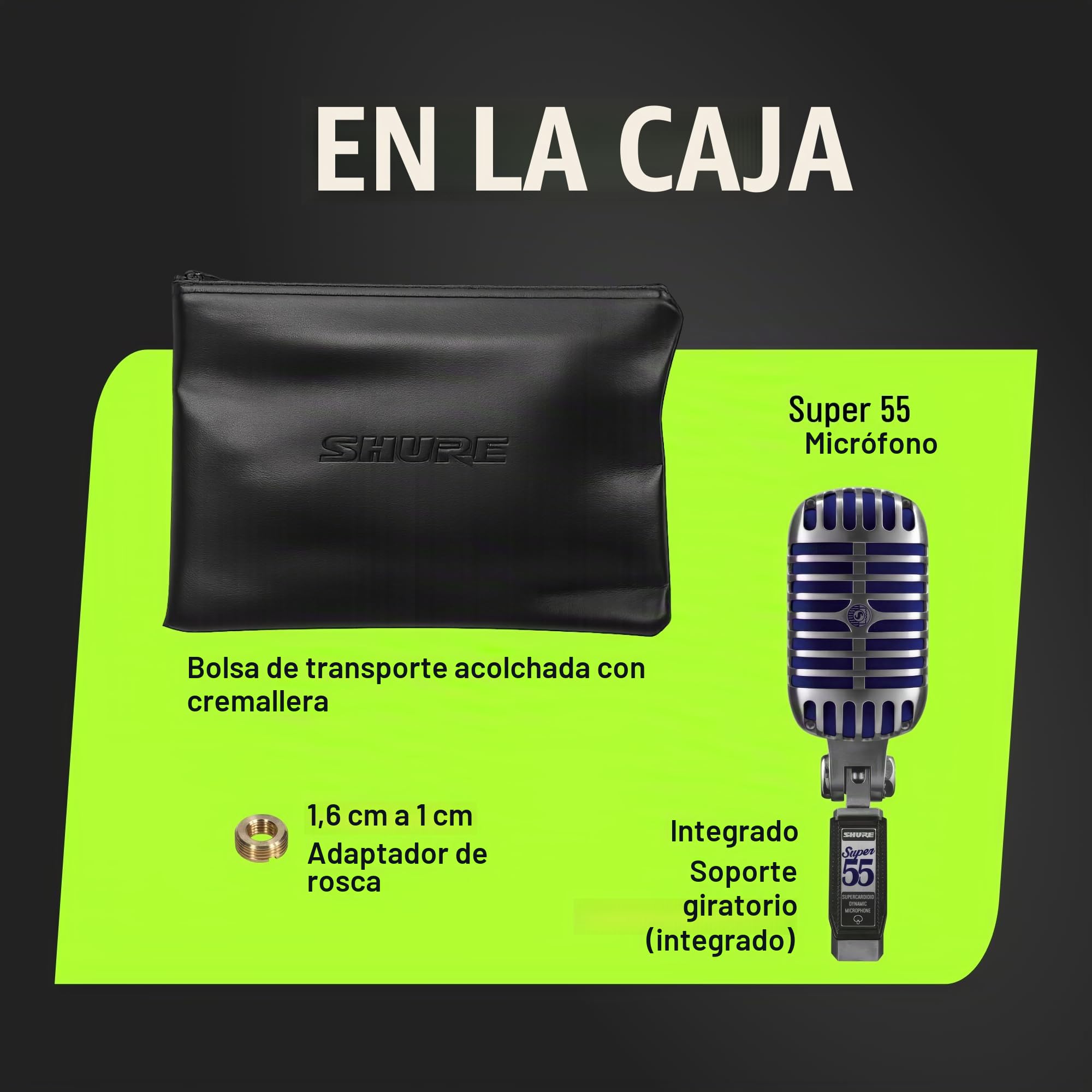 Shure Super 55 Deluxe Vocal Micrófono dinámico supercardioide Vintage, icónico, Sonido clásico