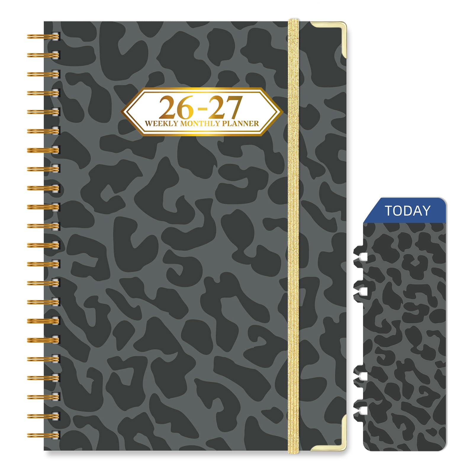 Agenda 2026-2027, luglio 2026-giugno 2027, agenda settimanale e mensile 15,9 x 21,6 cm con linguette per pagina, calendario con copertina rigida con tasca interna, fascia elastica, rilegatura