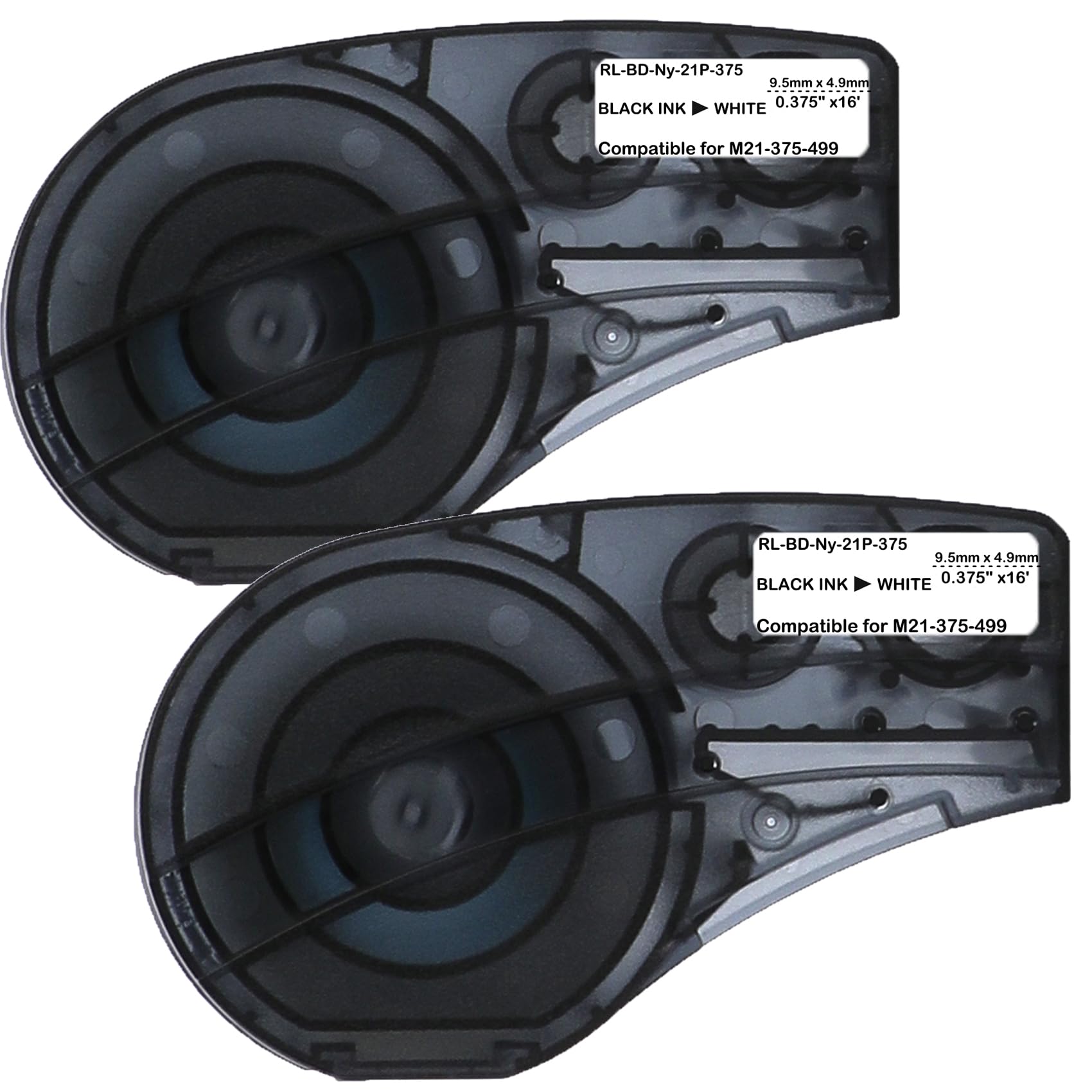 SIKOTCompatible Label Tape Replacememt for M21-500-595-WT Cartridge Ribbon, 1/2 inches High Adhesion Vinyl Labels Tape, Black on White Film Work with Portable Printer,21' Length 0.5" Width