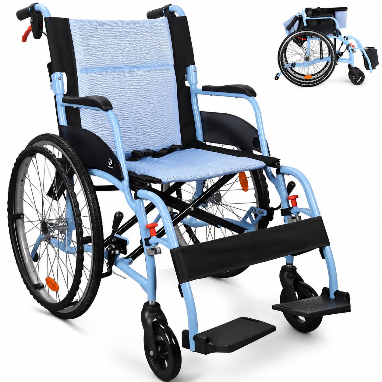 WHLICKS Folding Wheelchair - Lightweight & Durable -11