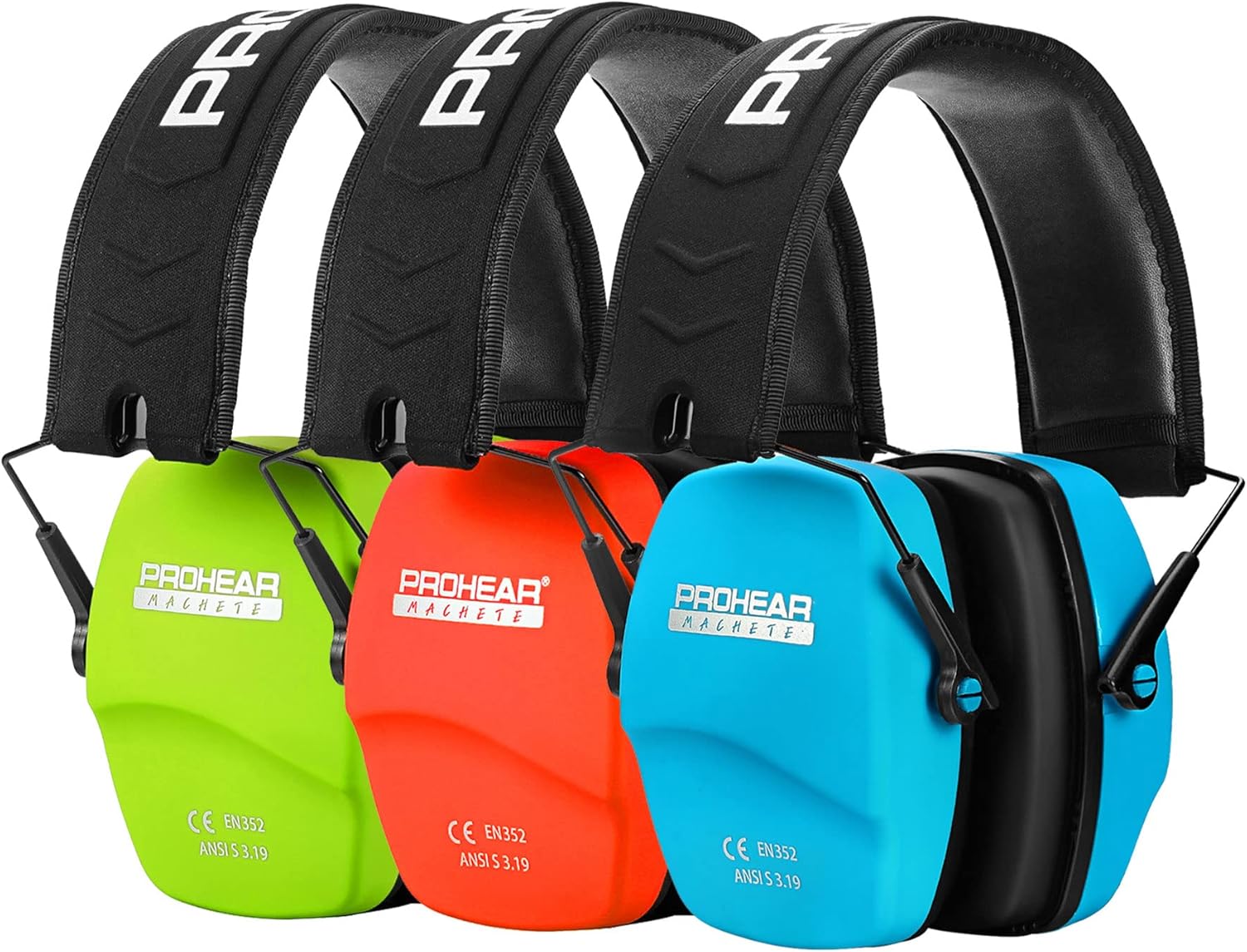 PROHEAR 016 3 Pack Ear Protection Safety Muffs for Shooting, NRR 26dB Slim Hearing Protector for Gun Range, Hunting