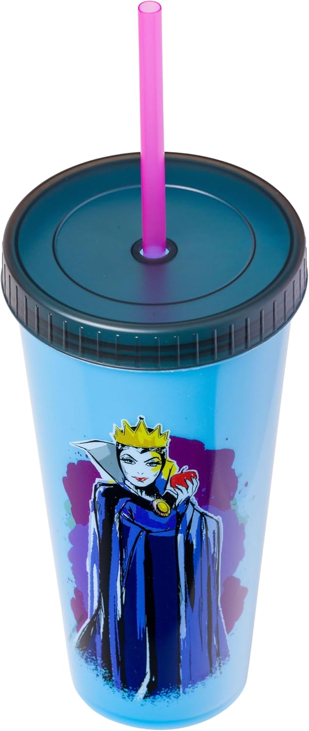 Silver Buffalo Disney Villains 4 pack Color Change Plastic Tumbler Featuring The Evil Queen, Cruella De Vil, Ursula, and Maleficent, 24 Ounces - Image 4