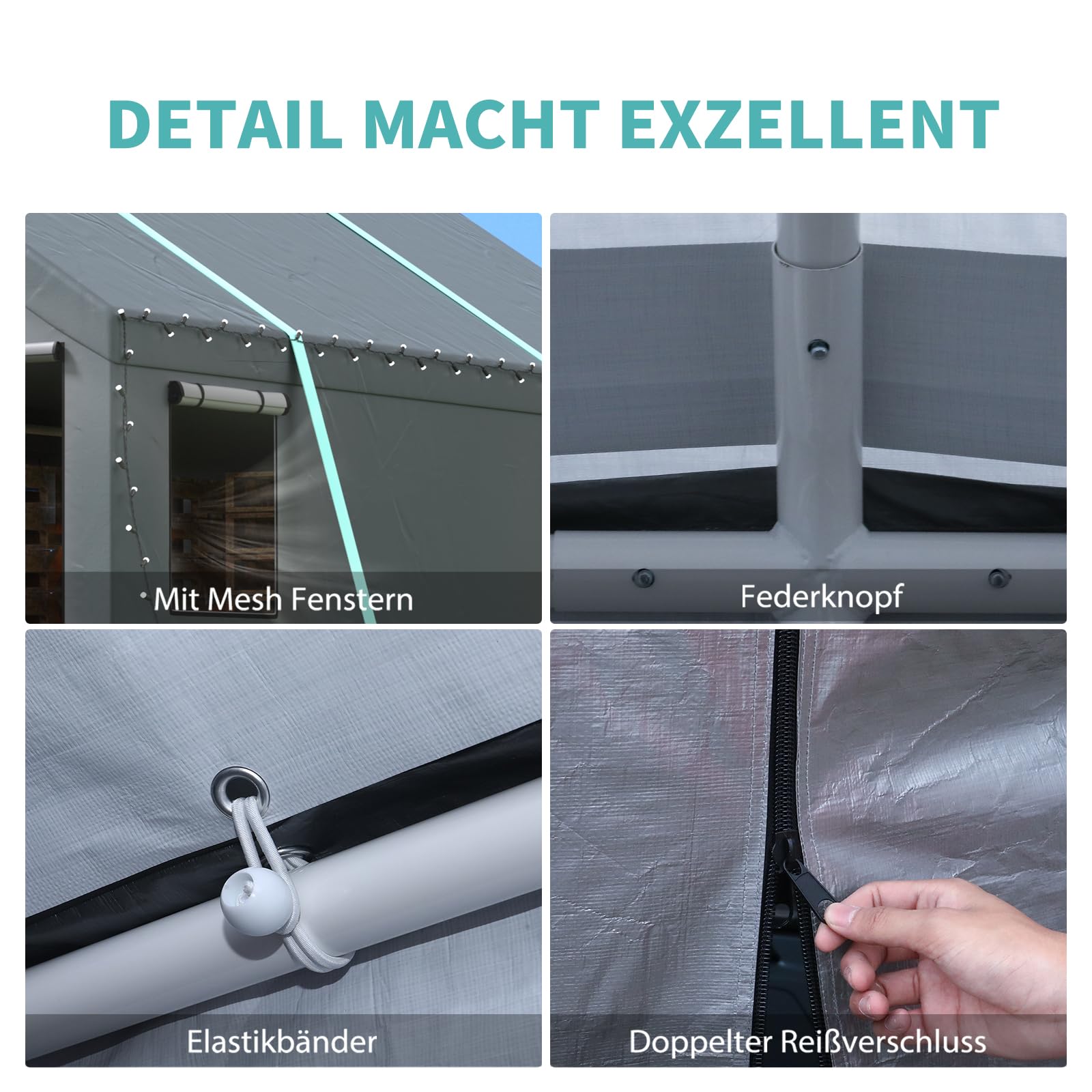 Carport Garage 3 x 6 m - Tenda da Garage Extra Grande Resistente All'Inverno Con Finestra Roll-Up per Auto, SUV, Barche e Camion - Pareti Laterali e Tetto Rimovibili - Magazzino