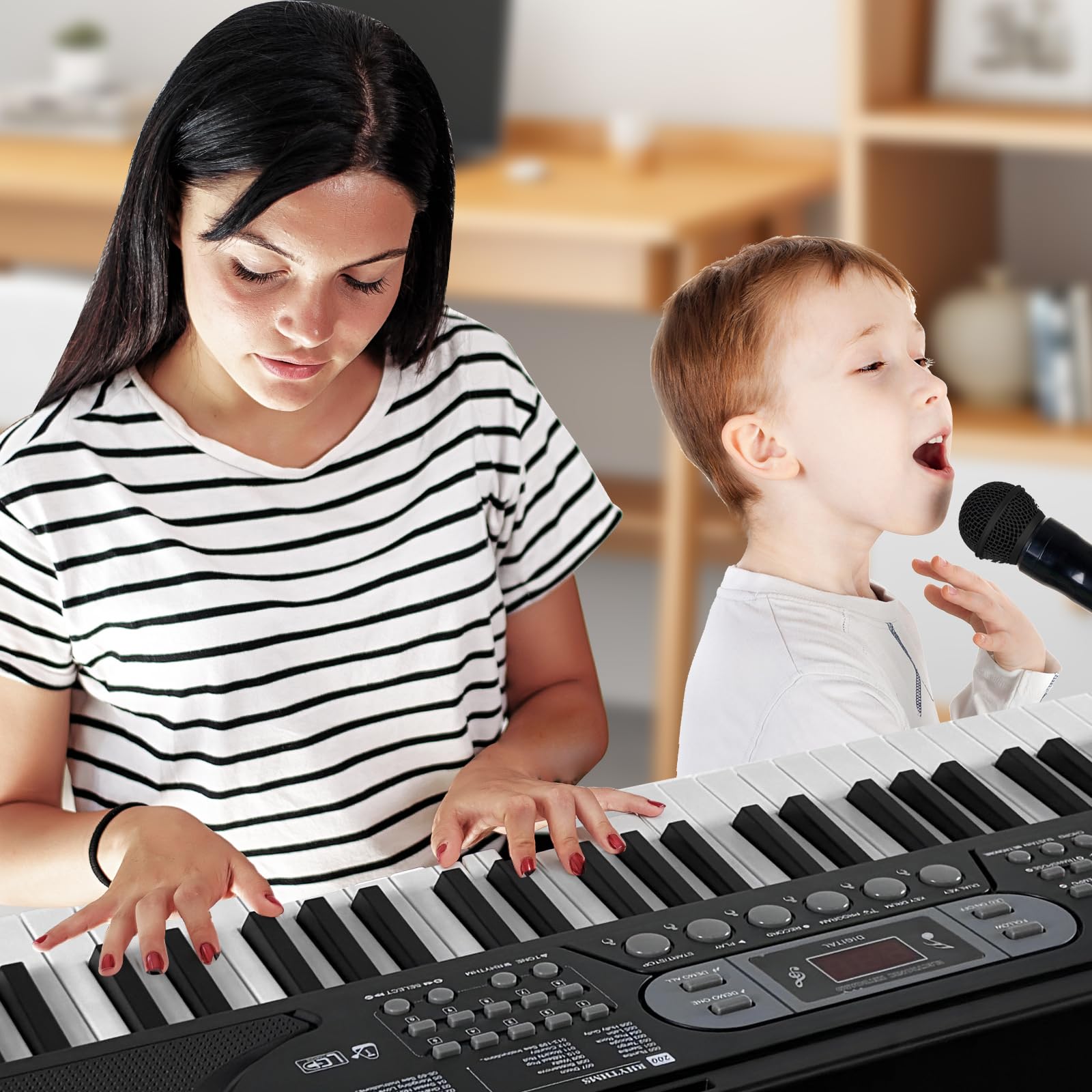 61 Key Lighting Keyboard Piano, Digital Piano Keyboard für Anfänger, E Piano mit Ständer, Bank, Tablet-/Notenablage, 200 Sounds & Lektionen & 70 Demo-Songs