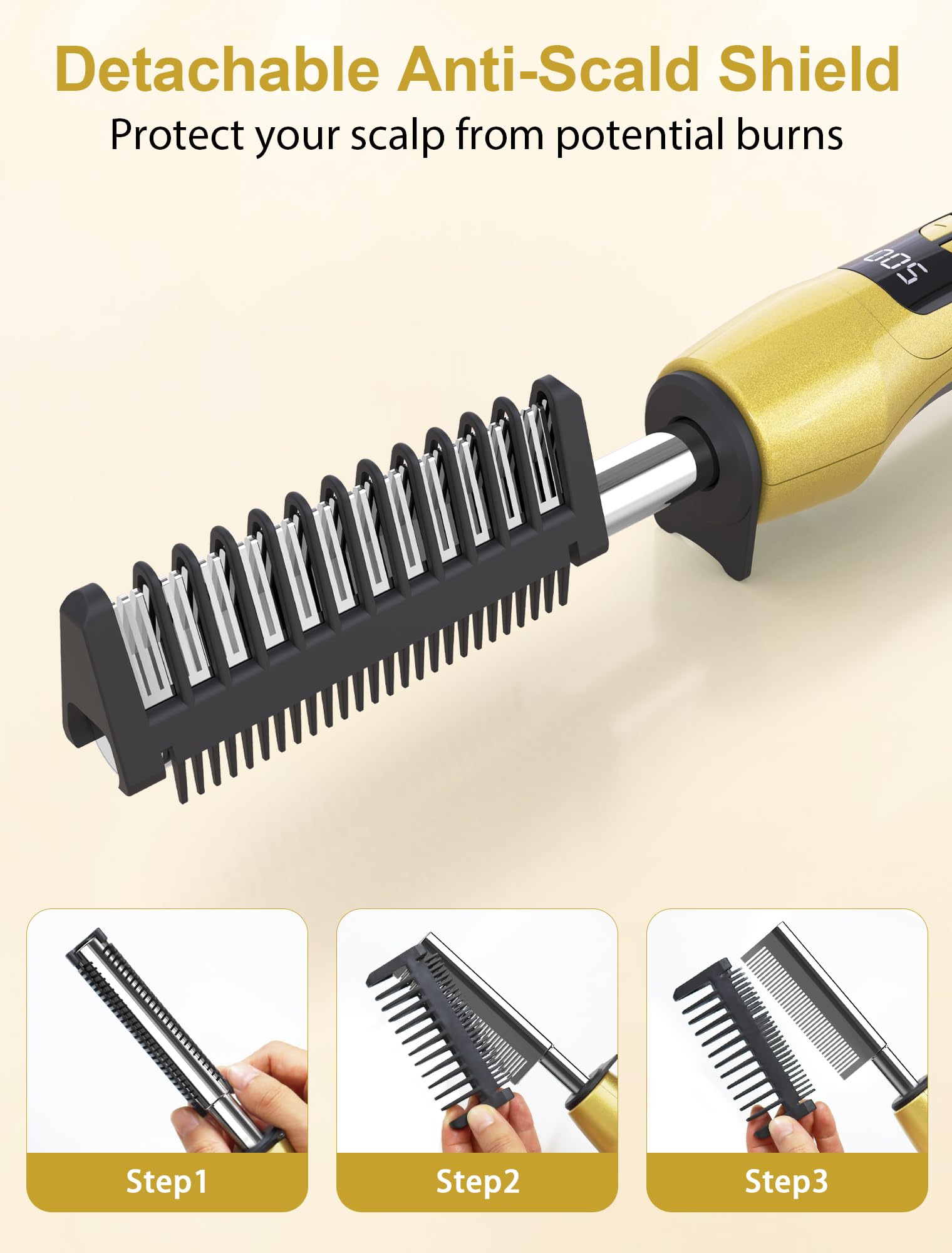 V-Shaped Titanium Electric Hot Comb with Adjustable Heat