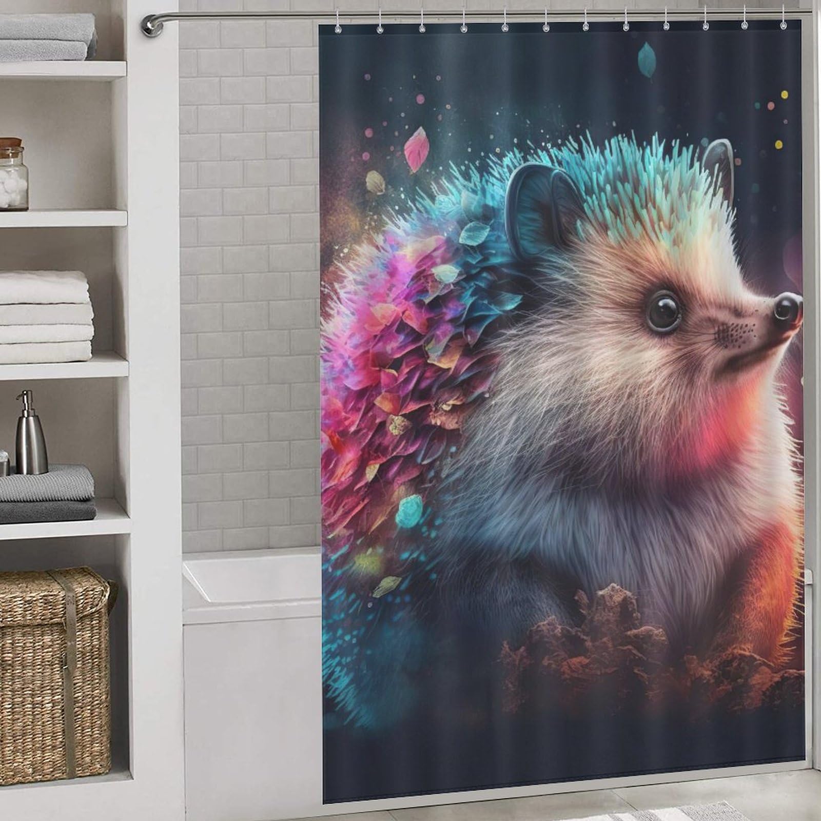 Rideau de douche hérisson imperméable pour baignoire 152x183 cm