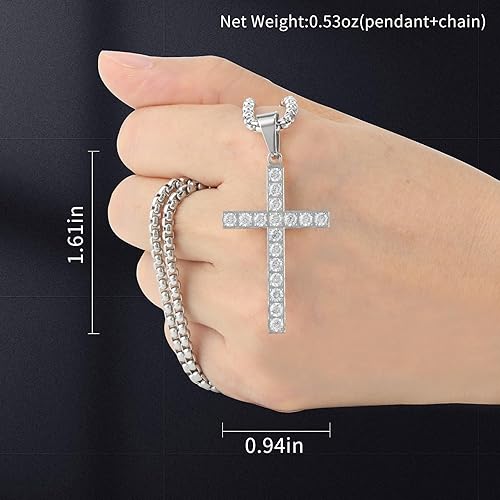 Miniatura 5 de LeapoFaith Colgante de cruz para espejo retrovisor de automóvil, adorno colgante de acero inoxidable, collar de cruz de diamantes de imitación,