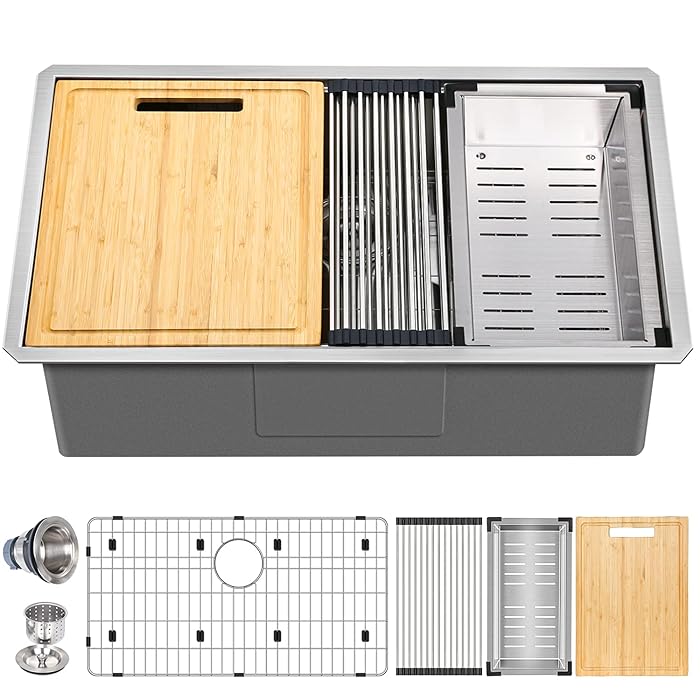 Buy Hykolity 33inch Undermount Workstation Kitchen Sink, 16 Gauge