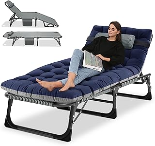 Ryuhic Folding Camping Beds for Adults, Heavy Duty Outdoor Camping Cot with Mattress, Oversized Portable Sleeping Bed for Camp Home Office Use