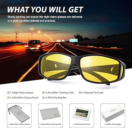 Miniatura 7 de URUMQI Gafas de conducción de visión nocturna para hombres y mujeres, lentes polarizados antirreflejos, lentes de alta definición amarillas