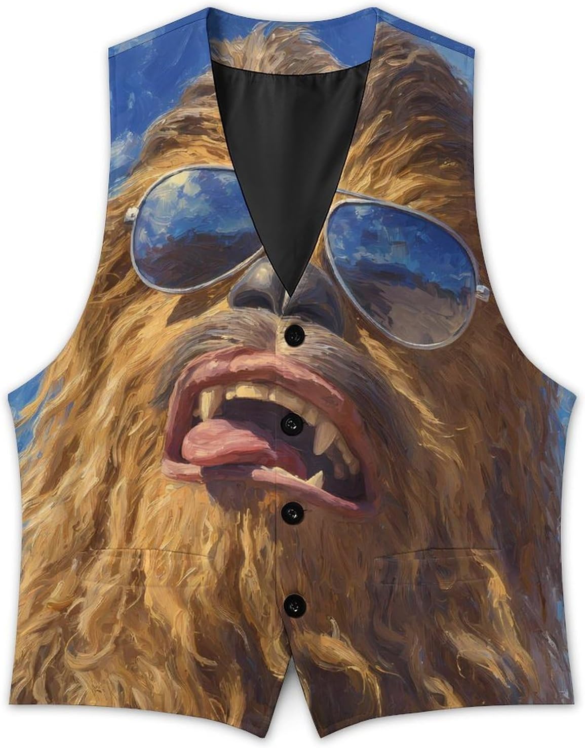 Cool Bigfoot Fashion Suit Vest for Men Slim Fit Waistcoat Business Casual Dress Tuxedo