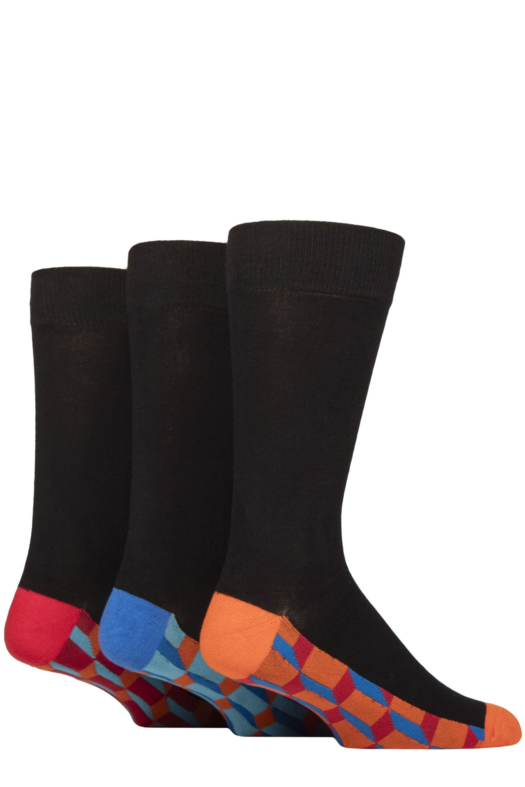 Sockshop Men's Footbed Orange / Blue / Red Wildfeet Patterned, Spots And Stripes Bamboo Socks Pack Of 3 (Uk, Numeric, 7, 11, Regular, Regular, Footbed Orange/Blue/Red)