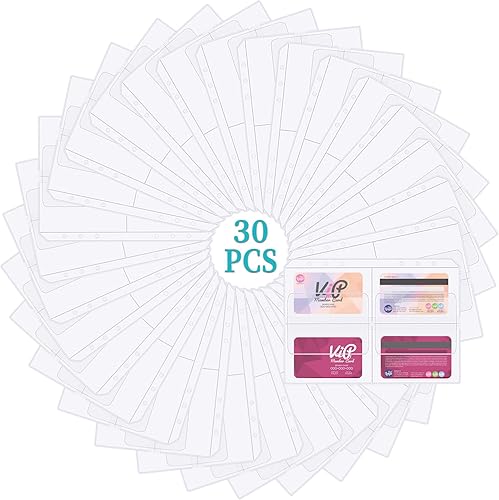 30 unidades de bolsillo para carpeta A5 sin cremallera, insertos transparentes para planificador de presupuesto, organizador de carpetas a granel,