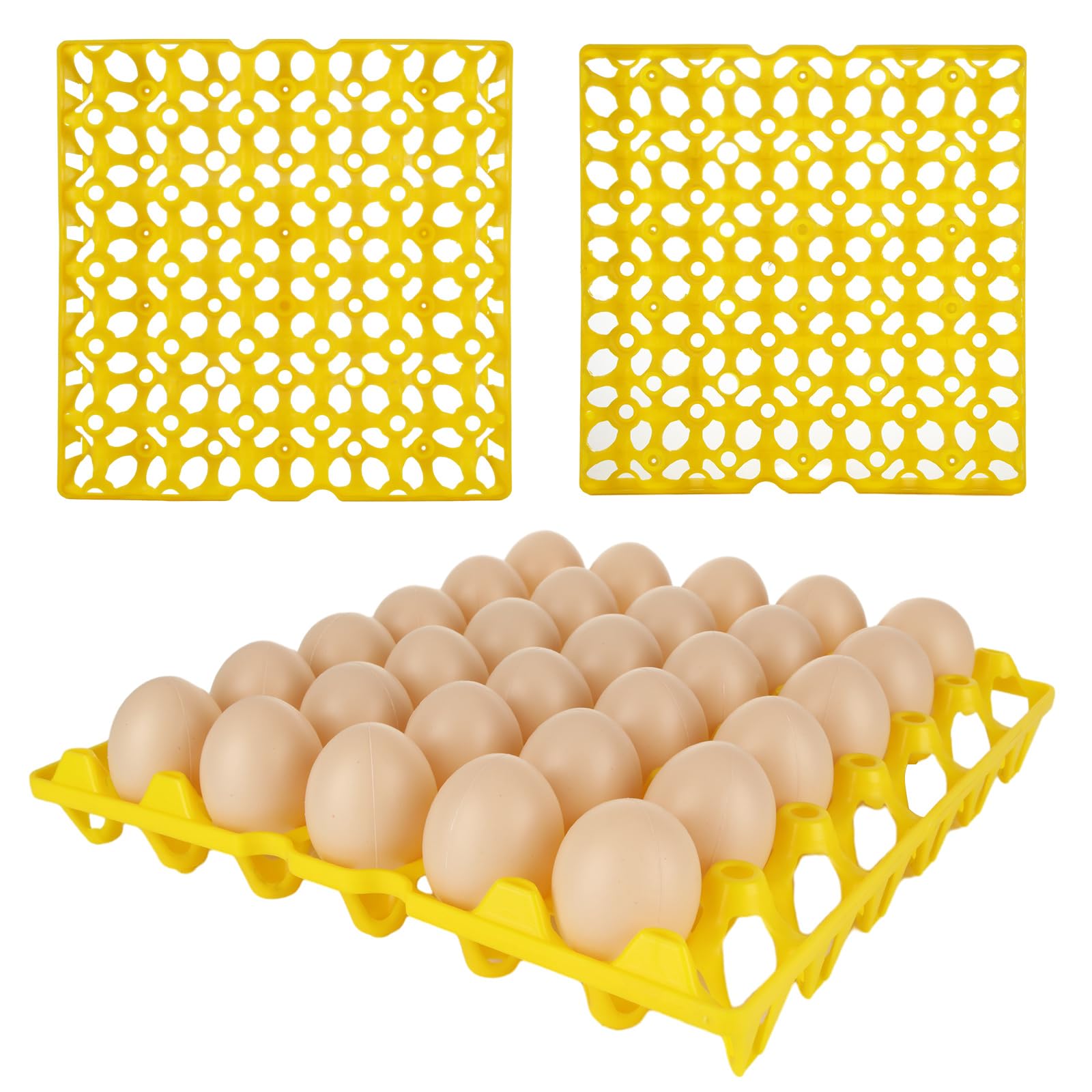 Paquete de 12 bandejas de plástico para huevos, cajas amarillas para huevos de 30 huevos planos para granjeros de pollos caseros, cajas apilables para huevos planos, capacidad para múltiples 3