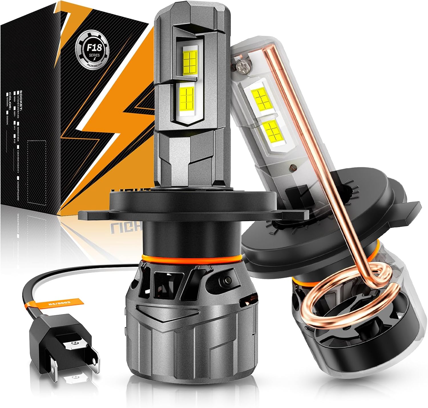 Auxbeam F18 Series H4 9003 Fog Lights, 22000LM H4 Powersport Light for Off-Road Use or Fog Light-2 Pack