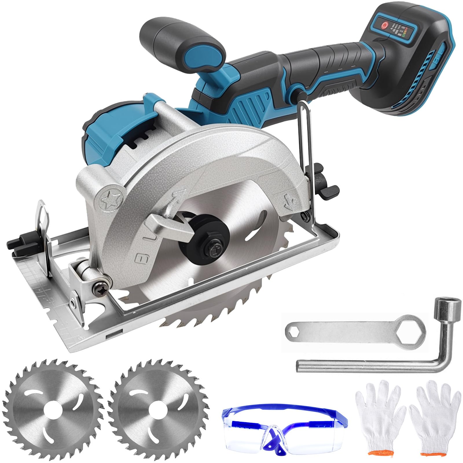 Mini sierra circular Makita 18 V compatible sin escobillas con 2 cuchillas (140 mm), motor de cobre puede 6200 rpm para trabajar la madera, metal (sin batería)