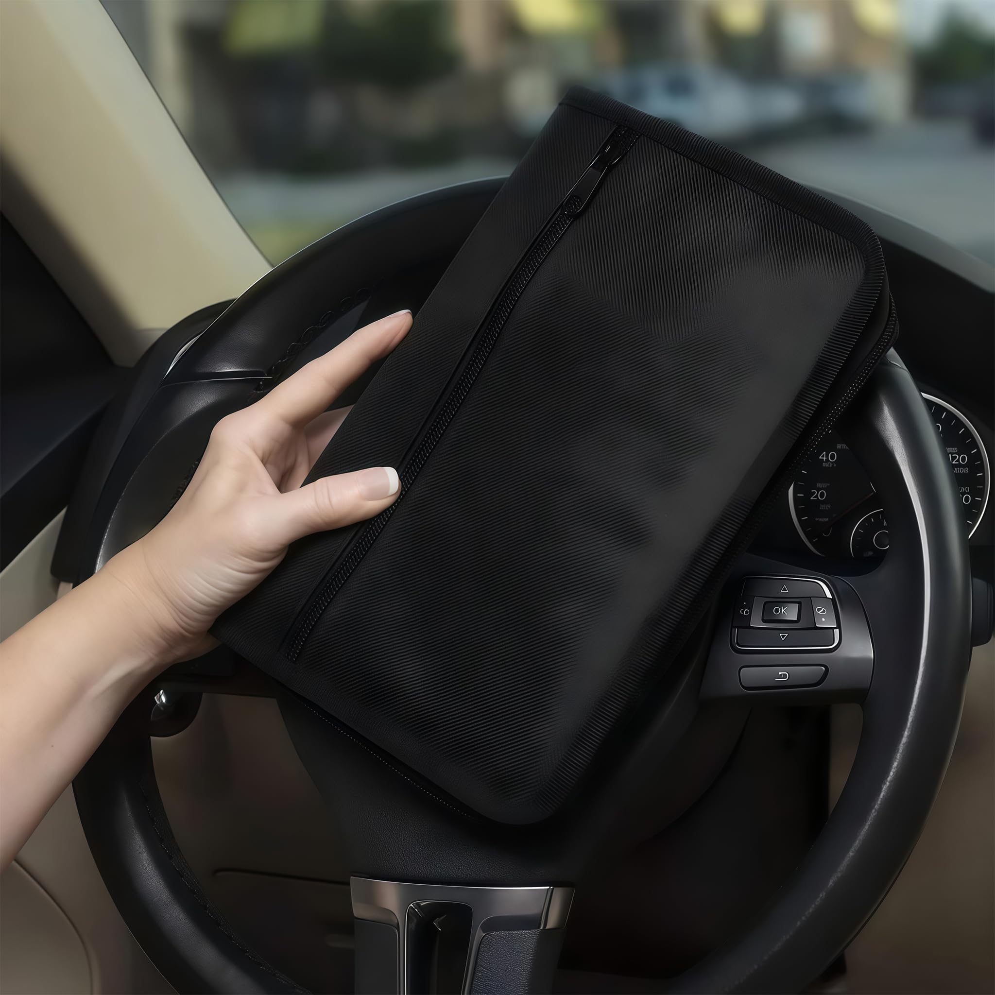 Portadocumenti A5, Cartella per Auto A5, Organizer per vano portaoggetti Auto, Classificatore per Auto, Cartella per Documenti Auto, 600D Oxford, con più Scomparti