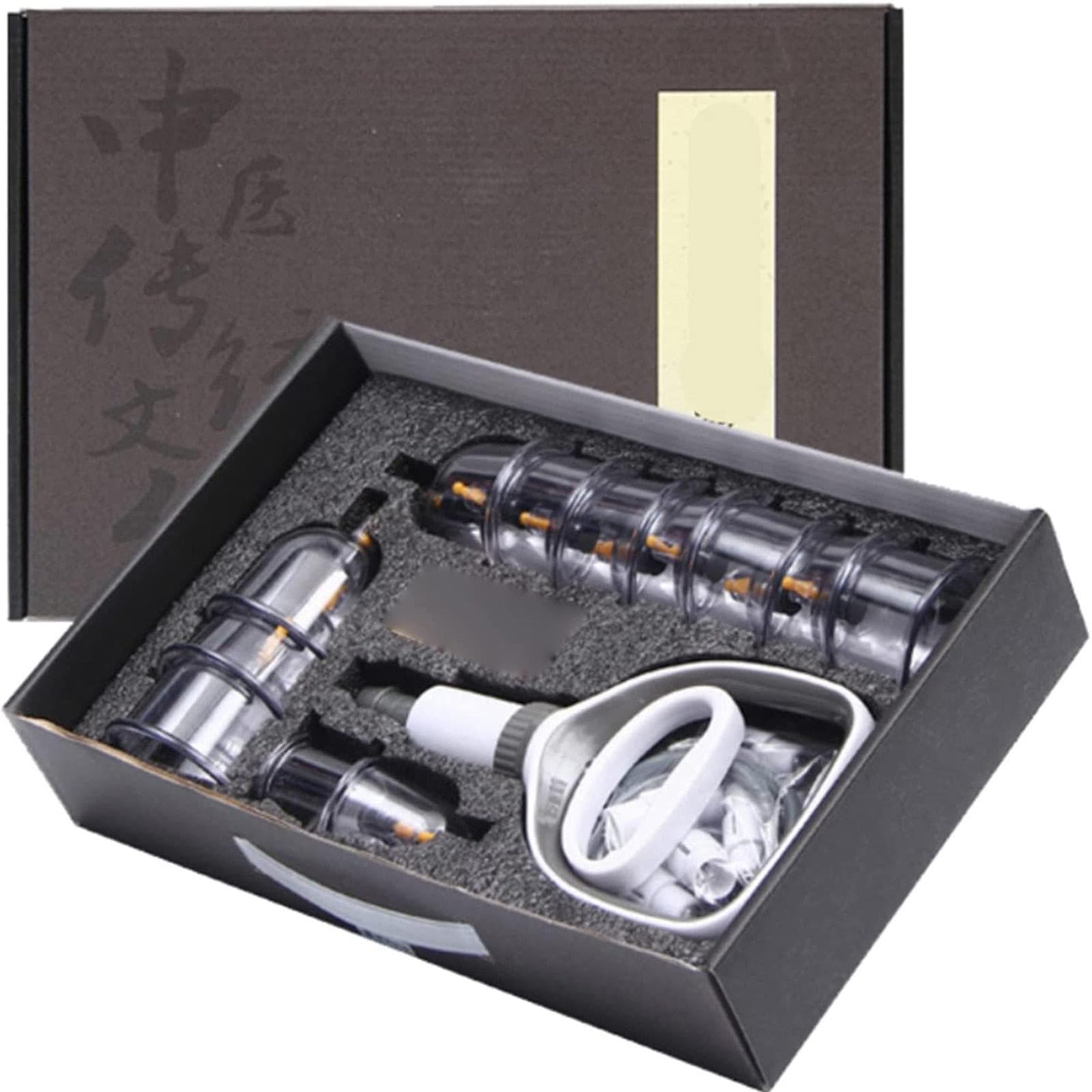Set per Coppettazione, Kit di Coppettazione per Terapia Tradizionale Cinese da 12 Pezzi, Coppettazione con Pompa a Custodia e Ventose per Uso Domestico o in Salone