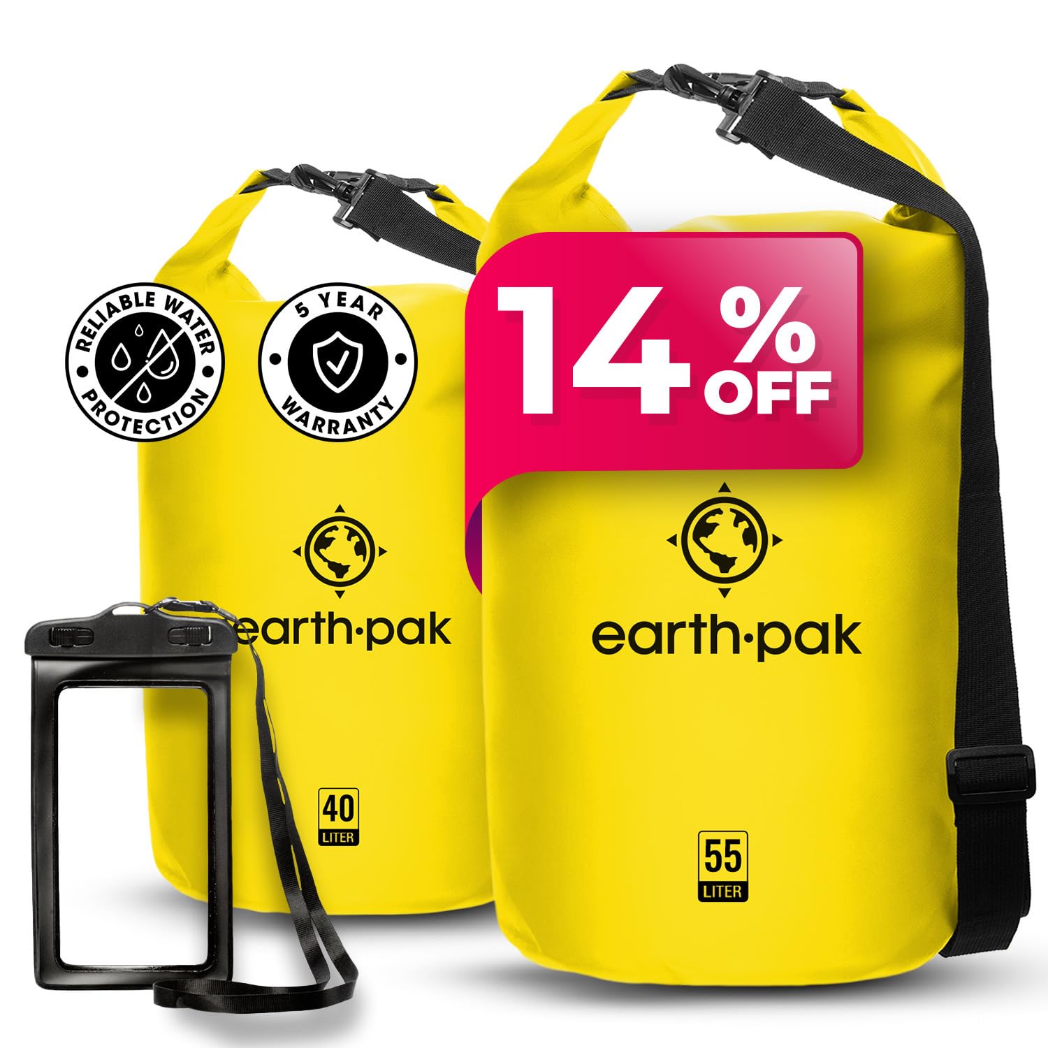 Earth Pak Waterproof Dry Bag Roll Top Waterproof Backpack Sack