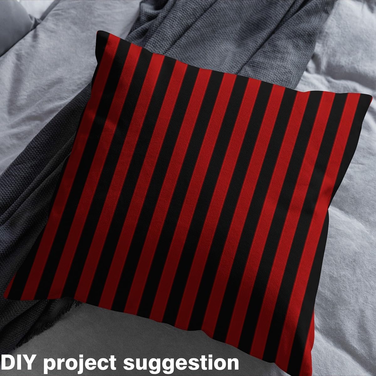 Kids Red Black Upholstery Fabric for Chairs 2 Yard Abstract Fabric by The Yard for Boys Girls Teens Stripes for Home DIY Projects, Waterproof Indoor Outdoor Decor Soft Microfiber Geometric